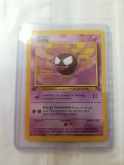 Pokemon Card Fossil Set 1st EDITION - Gastly 33/62 Good Condition Pokemon First - Image 1