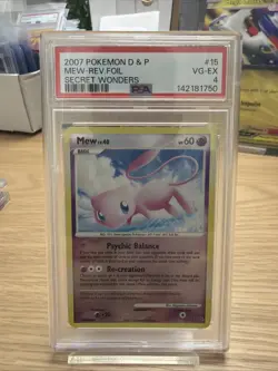 2007 POKEMON DIAMOND & PEARL SECRET WONDERS #15 MEW-REV.FOIL PSA 4 - Image 1