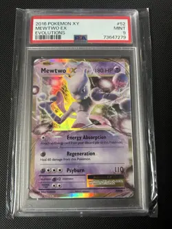 2016 Pokemon XY Evolutions Mewtwo EX 52/108 PSA 9 MINT - Image 1