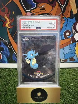 2000 Pokemon Topps Chrome TV Animation Edition Series 2 Horsea #116 PSA 8 - Image 1