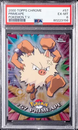2000 TOPPS CHROME POKEMON T.V. #57 PRIMEAPE PSA 6 - Image 1