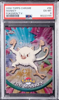 2000 TOPPS CHROME POKEMON T.V. #56 MANKEY PSA 6 - Image 1