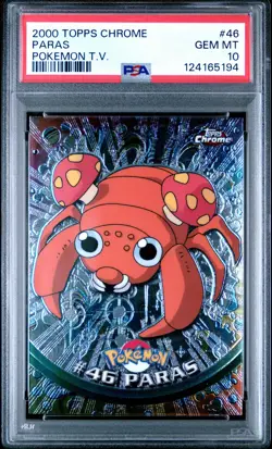 2000 TOPPS CHROME POKEMON T.V. #46 PARAS PSA 10 - Image 1