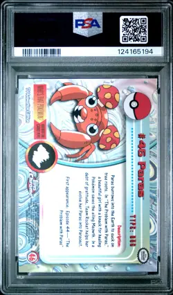 2000 TOPPS CHROME POKEMON T.V. #46 PARAS PSA 10 - Image 2