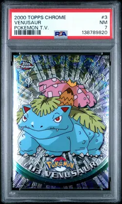 2000 TOPPS CHROME POKEMON T.V. #3 VENUSAUR PSA 7 - Image 1