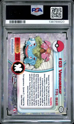 2000 TOPPS CHROME POKEMON T.V. #3 VENUSAUR PSA 7 - Image 2