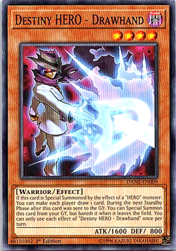 Destiny HERO - Drawhand DANE-EN009 Yu-Gi-Oh! Card Light Play 1st Edition - Image 1