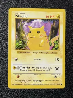 Pikachu (Red Cheeks) 58/102 Base Set (Shadowless) Pokemon Card NM 1999 Vintage - Image 2