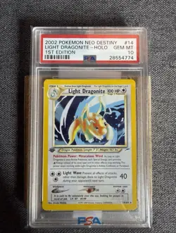 Pokemon TCG Light Dragonite Neo Destiny Holo 1st Edition 14/105 PSA 10 - Image 1