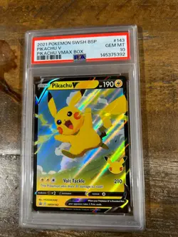 POKEMON 2021 BSP VMAX Box PIKACHU V Promo #143 SWSH PSA 10 Gem Mint RARE - Image 1
