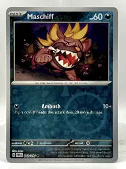Pokemon TCG - Maschiff 062/091 Paldean Fates COSMOS REVERSE HOLO Promo w/Swirl! - Image 1