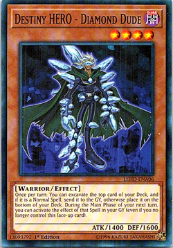 Destiny HERO - Diamond Dude LEHD-ENA06 Yu-Gi-Oh! Light Play 1st Edition - Image 1