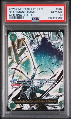 2025 ONE PIECE OP12-ALT ART DEMON AURA NINE-SWORD STYLE DEAD MANS GAME PSA 10 - Image 1