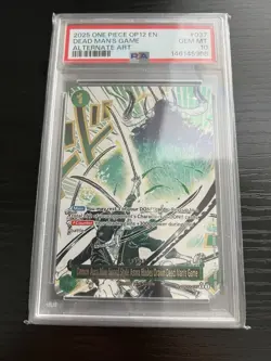 2025 ONE PIECE OP12-ALT ART DEMON AURA NINE-SWORD STYLE DEAD MANS GAME PSA 10 - Image 3