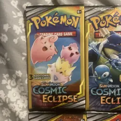 Pokemon Sun & Moon Cosmic Eclipse (4) 3-Card Booster Packs Art Set 2019 Sealed - Image 5