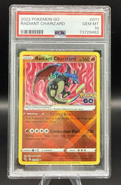 Radiant Charizard 011/078 PSA 10 Gem Mint – 2022 Pokemon GO – Holo Radiant Rare - Image 1