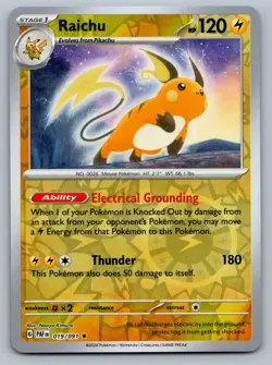 Pokemon TCG SV: Paldean Fates Raichu 019/091 Reverse Holo - Image 1