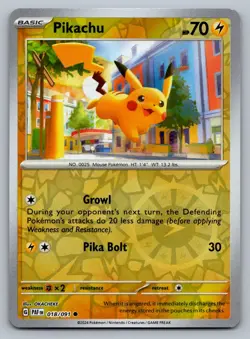 Pokemon TCG SV: Paldean Fates Pikachu 018/091 Reverse Holo - Image 1