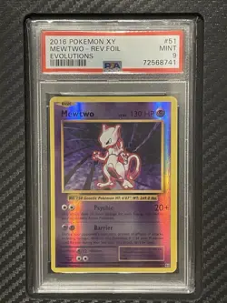 2016 PSA 9 Mewtwo Reverse Foil #51 Pokemon TCG XY Evolutions - Image 1
