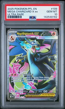 2025 Pokemon PFL EN Phantasmal Flames Mega Charizard X EX Ultra Rare PSA 10 #109 - Image 1