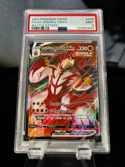 2021 POKEMON SWSH BATTLE STYLES #086 FULL ART/SINGLE STRIKE URSHIFU VMAX PSA 9 - Image 1