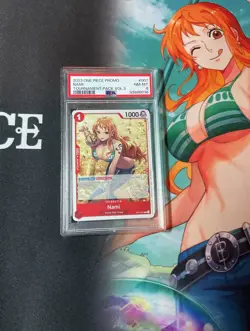 2023 One Piece CCG Promo Tournament Pack Vol.3 Nami PSA 8 - Image 1