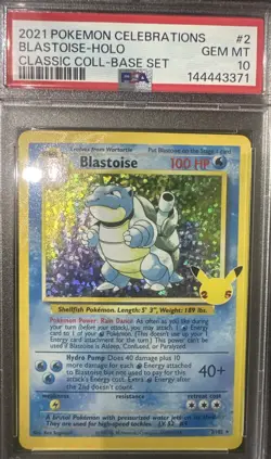 2021 Pokemon Celebrations Blastoise Holo PSA 10 2/102 PSA 10 - Image 1