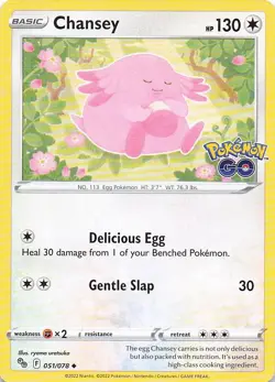 Chansey Uncommon Normal Pokemon GO 051/078 NM - Image 1