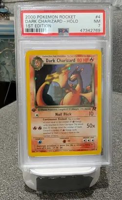 Pokemon Dark Charizard Team Rocket 1st Edition Holo Rare #4 PSA 7 - Image 1