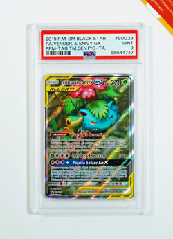 Pokemon PSA 9 Venusaur & Snivy GX #SM229 Tag Team Gen. Promo 2019 Italiano - Image 1