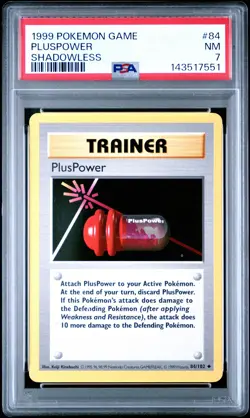 1999 POKEMON GAME SHADOWLESS #84 PLUSPOWER PSA 7 - Image 1