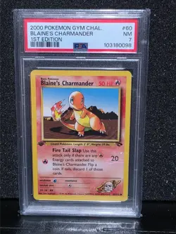 Graded PSA 7 2000 Pokemon Gym Chal. - Blaine's Charmander - 1st Edition #60 NM - Image 1