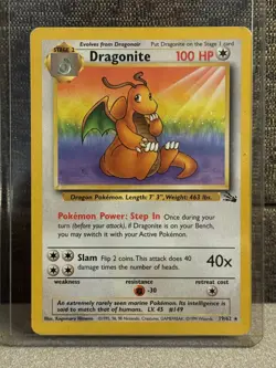 Pokemon TCG 1999 Fossil Dragonite Card 19/62 Non-Holo Rare, LP Condition - Image 1