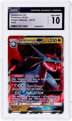 2018 Pokemon Sun and Moon Dragon Majesty Salamence Gx #44 CGC 10 - Image 1