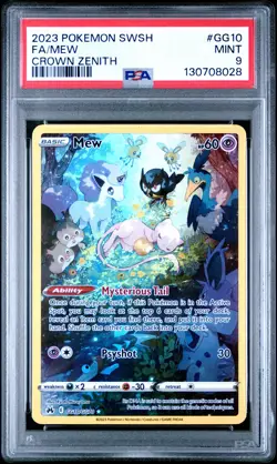 2023 POKEMON SWORD & SHIELD CROWN ZENITH #GG10 FULL ART/MEW PSA 9 - Image 1