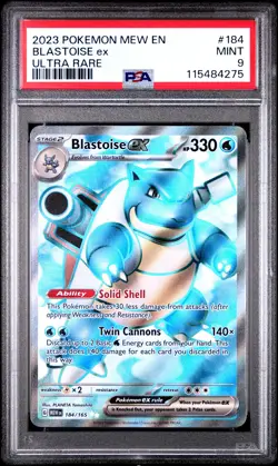 2023 POKEMON MEW EN-151 ULTRA RARE #184 BLASTOISE EX PSA 9 - Image 1