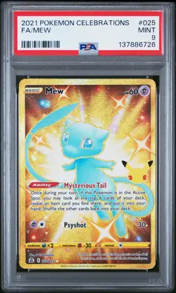 2021 POKEMON CELEBRATIONS #025 FULL ART/MEW PSA 9 - Image 1