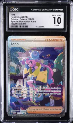 2024 POKEMON PALDEAN FATES #237 IONO CGC 10 GEM MINT - Image 1