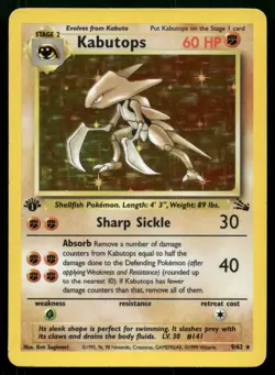 Kabutops 9/62 Fossil 1st Edition Holo Rare WOTC Vintage POKEMON - Image 1