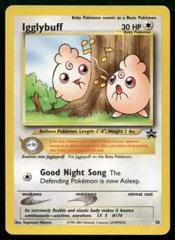 Igglybuff 36 Black Star Promo WOTC Vintage 2000 POKEMON - Image 1