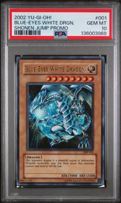 2002 YU-GI-OH! SHONEN JUMP PROMO #001 BLUE-EYES WHITE DRAGON PSA 10 - Image 1