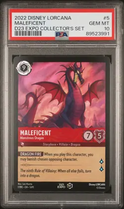 2022 DISNEY LORCANA PROMO #5 MALEFICENT - MONSTROUS DRAGON PSA 10 - Image 1