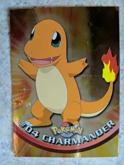 Pokemon 1999 Charmander #04 Topps Holo Card 1st Printing Blue Logo - Image 1