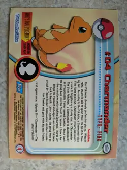 Pokemon 1999 Charmander #04 Topps Holo Card 1st Printing Blue Logo - Image 2