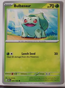 Bulbasaur 001/165 NM / M - 151 Scarlet Violet Pokemon Card - Yuu Nishida Art - Image 1