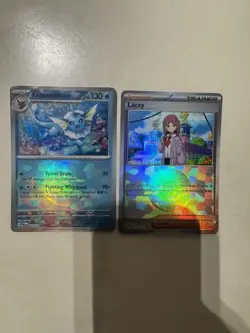 Vaporeon And Lacey Poke Ball Card Lot Prismatic Evolutions - Image 1