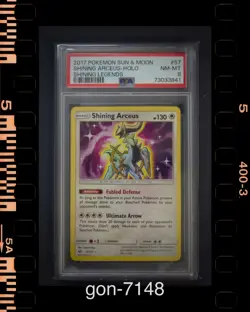2017 POKEMON SUN & MOON SHINING LEGENDS #57 SHINING ARCEUS-HOLO PSA 8 NM-MT - Image 1