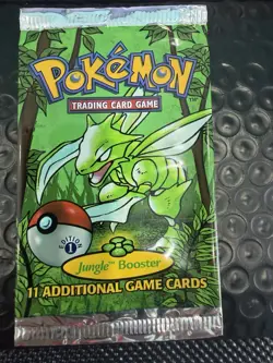 Pokemon TCG Jungle 1st Edition Booster Pack Open Wrapper -Scyther Art - Image 1
