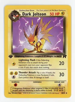 1st Edition Dark Jolteon - Pokemon 2000 Rocket #38 MINT - Image 1
