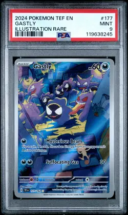 2024 POKEMON TEF EN-TEMPORAL FORCES ILLUSTRATION RARE #177 GASTLY PSA 9 - Image 1